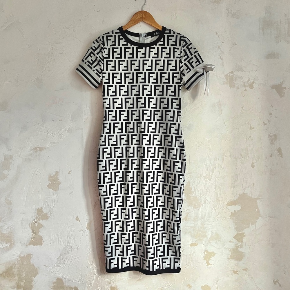 CBR Black and White Patterned Midi Dress